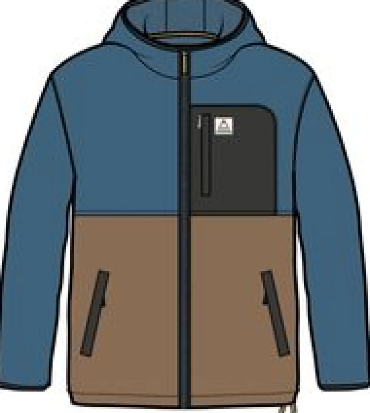 Fleece|Passenger Loch Hooded Recycled Polar Fleece - Toffee/Blue Steel Toffee/BlueSteel