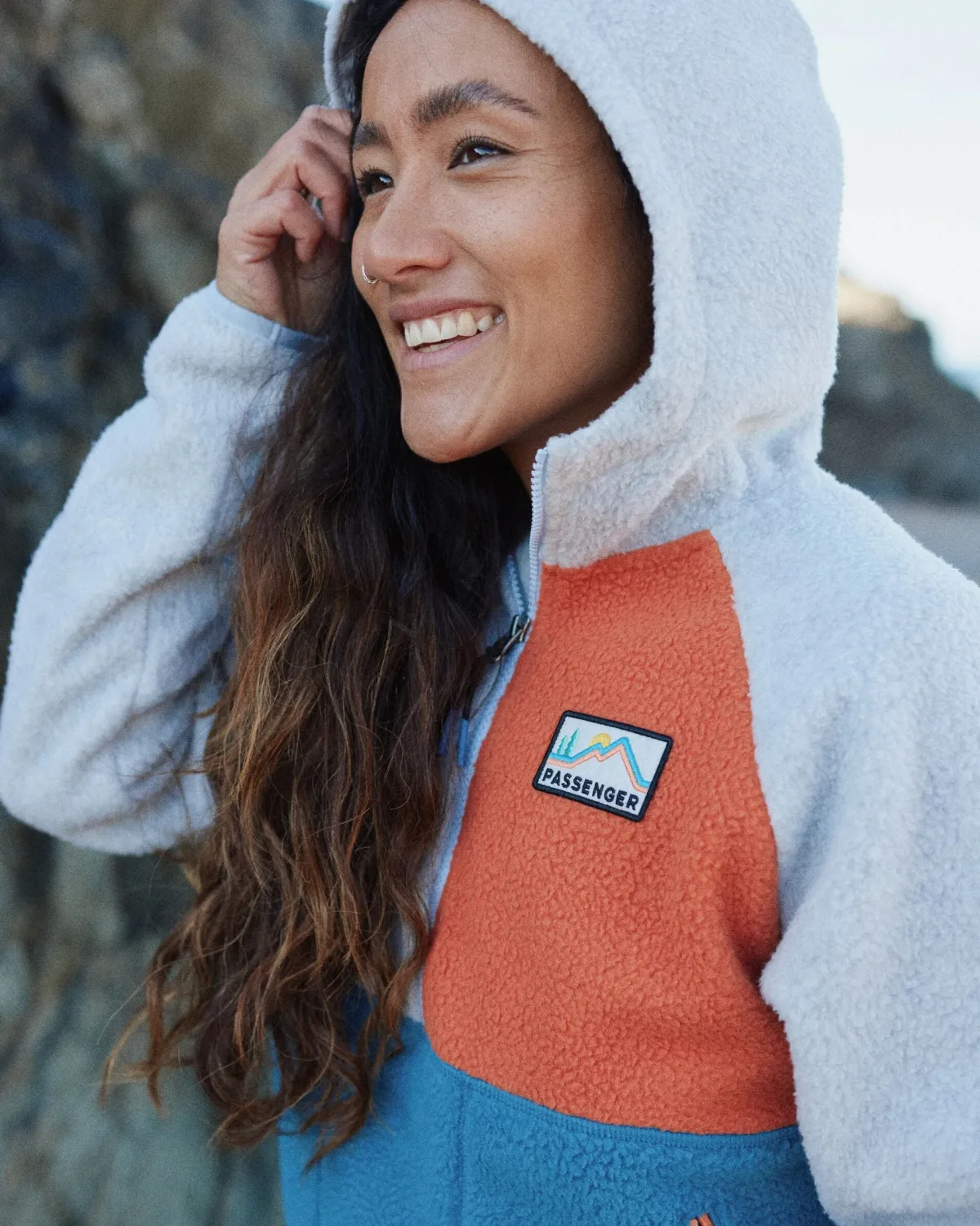 Fleece|Passenger Maine 2.0 Half Zip Recycled Sherpa Fleece - Blue Steel BlueSteel