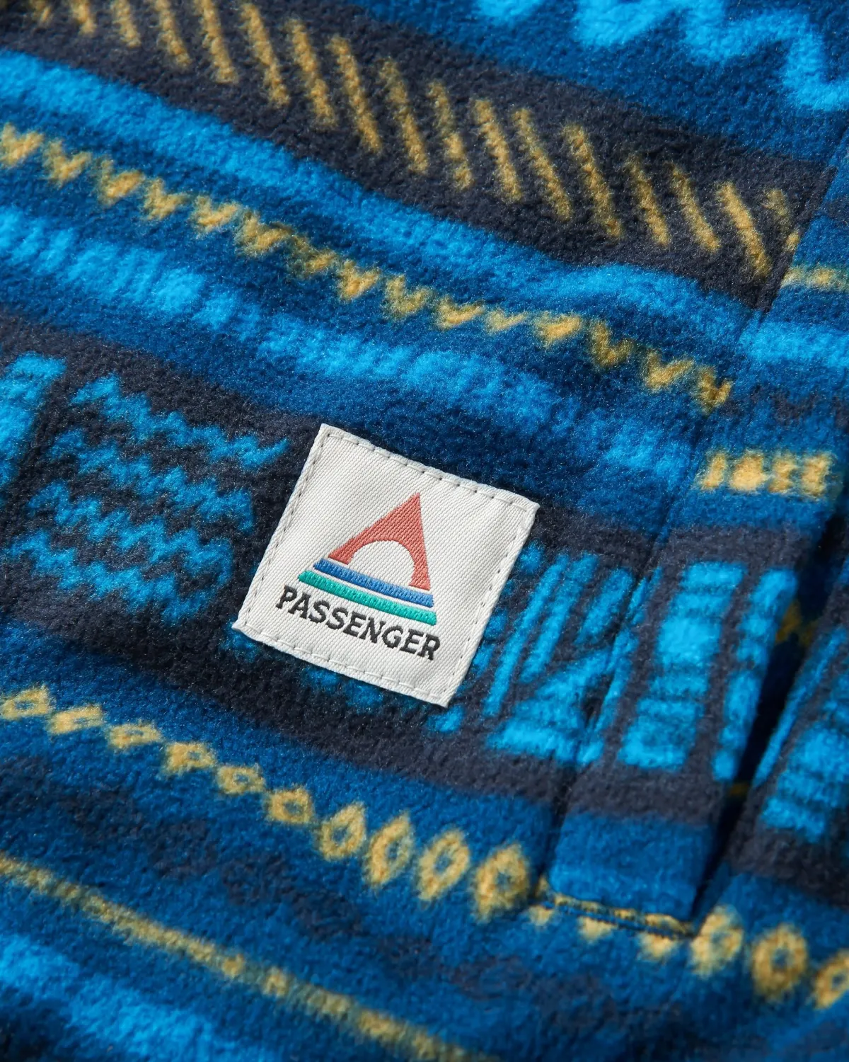 Shirts|Shirts|Passenger Maple Polar Recycled Fleece Shirt - Patchwork Stripe Tidal Blue PatchworkStripeTidalBlue