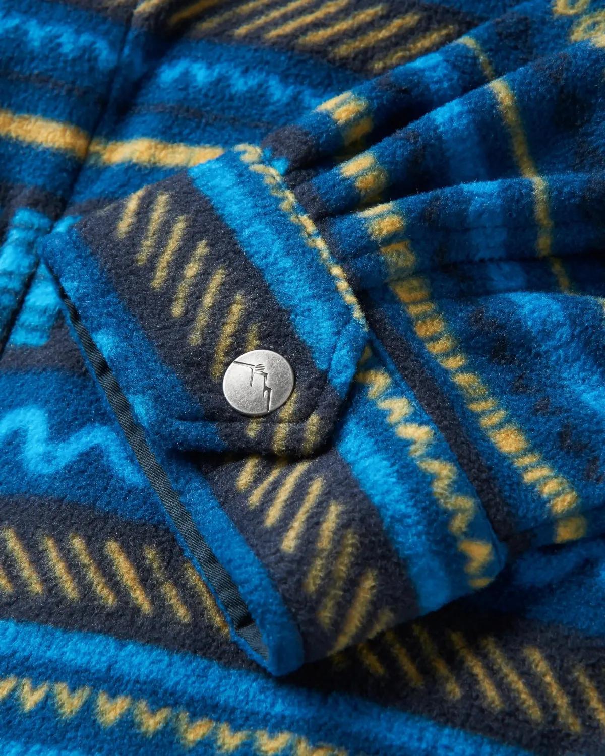 Shirts|Shirts|Passenger Maple Polar Recycled Fleece Shirt - Patchwork Stripe Tidal Blue PatchworkStripeTidalBlue