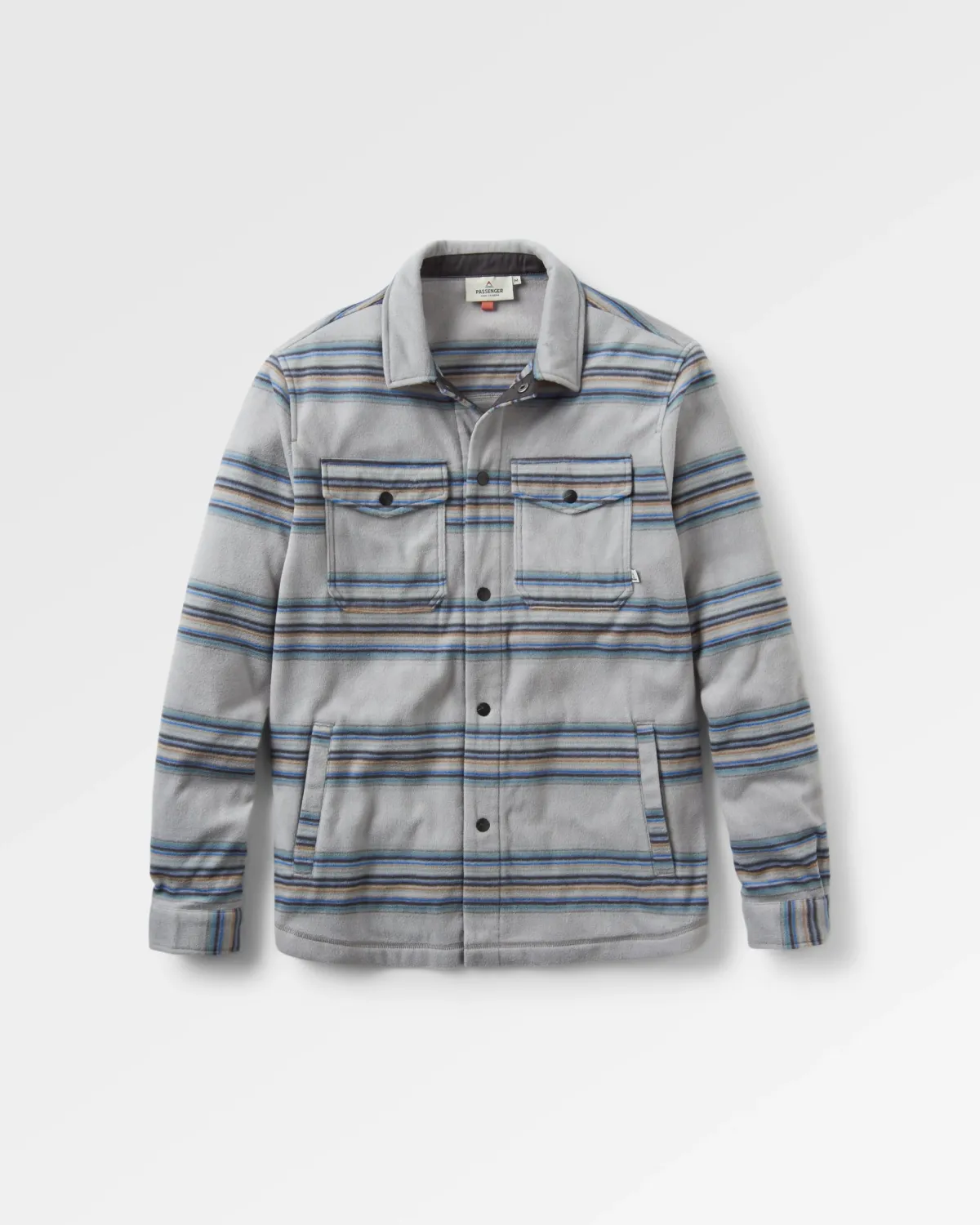 Fleece|Fleece|Passenger Maple Recycled Polar Fleece Long Sleeve Shirt - Steel Grey Stripe SteelGreyStripe