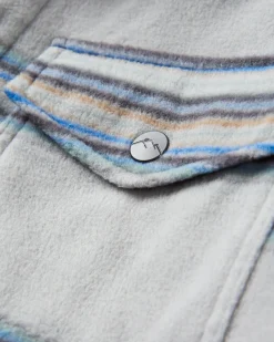 Fleece|Fleece|Passenger Maple Recycled Polar Fleece Long Sleeve Shirt - Steel Grey Stripe SteelGreyStripe