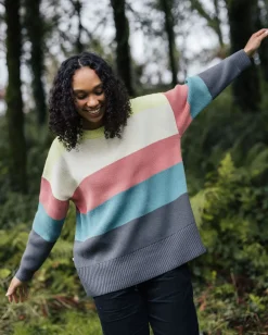 Knitwear|Passenger Moments Oversized Organic Knitted Sweater - Lime Multi Stripe LimeMultiStripe