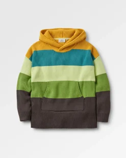 Hoodies|Knitwear|Passenger Moments Oversized Organic Knitted Hoodie - Mustard Yellow Multi Stripe MustardYellowMultiStripe