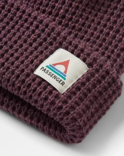 Beanies|Beanies|Passenger Moss Recycled Double Layer Waffle Beanie - Deep Plum DeepPlum