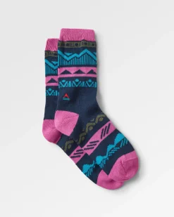 Socks|Passenger Nettle Organic Patterned Socks - Rich Navy RichNavy