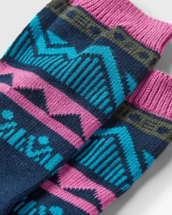 Socks|Passenger Nettle Organic Patterned Socks - Rich Navy RichNavy