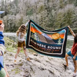 Blankets|Blankets|Passenger Nomadic Recycled Sherpa Blanket - Black 'Nowhere Bound' Print Black'NowhereBound'Print