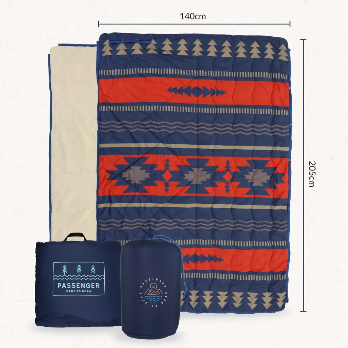 Blankets|Blankets|Passenger Nomadic Recycled Sherpa Blanket - Black 'Nowhere Bound' Print Black'NowhereBound'Print