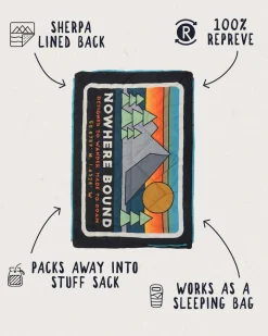Blankets|Blankets|Passenger Nomadic Recycled Sherpa Blanket - Black 'Nowhere Bound' Print Black'NowhereBound'Print