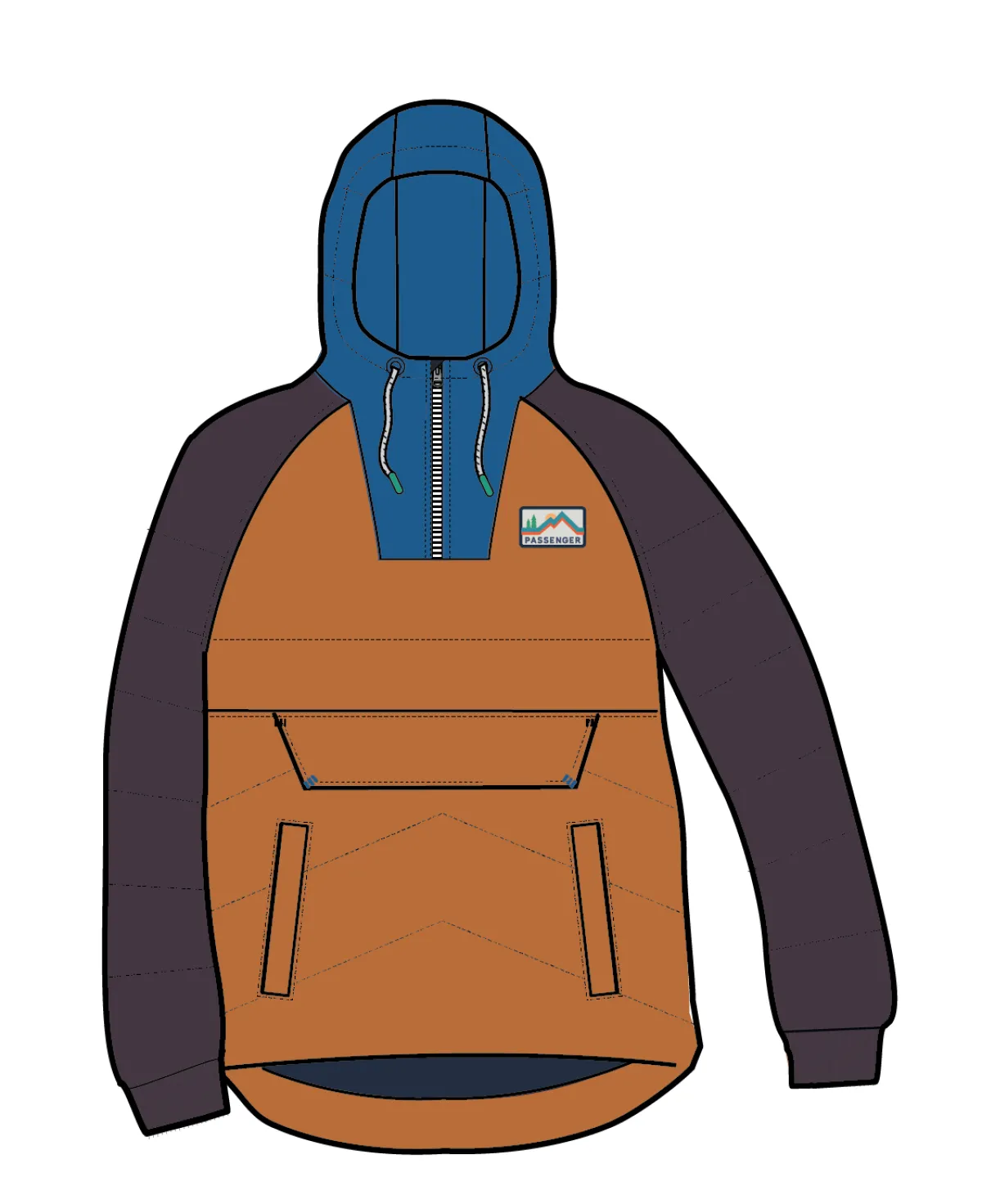 Insulated|Jackets|Passenger Ocean Recycled Insulated Half Zip Jacket - Sunrise Orange SunriseOrange