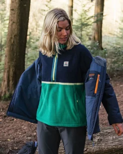 Outdoor Active|Passenger Off Trail Recycled Grid Polar Fleece - Rich Navy/Green Lake RichNavy/GreenLake