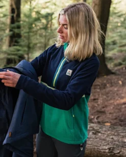 Outdoor Active|Passenger Off Trail Recycled Grid Polar Fleece - Rich Navy/Green Lake RichNavy/GreenLake