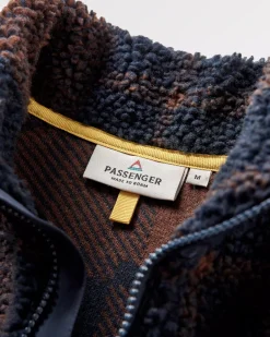 Fleece|Fleece|Passenger Offroad Recycled Sherpa Half Zip Fleece - Chestnut/Deep Navy Check Chestnut/DeepNavyCheck