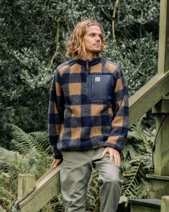 Fleece|Fleece|Passenger Offroad Recycled Sherpa Half Zip Fleece - Toffee/Rich Navy Buffalo Toffee/RichNavyBuffalo
