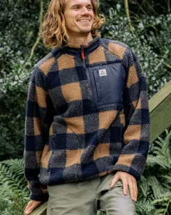 Fleece|Fleece|Passenger Offroad Recycled Sherpa Half Zip Fleece - Toffee/Rich Navy Buffalo Toffee/RichNavyBuffalo