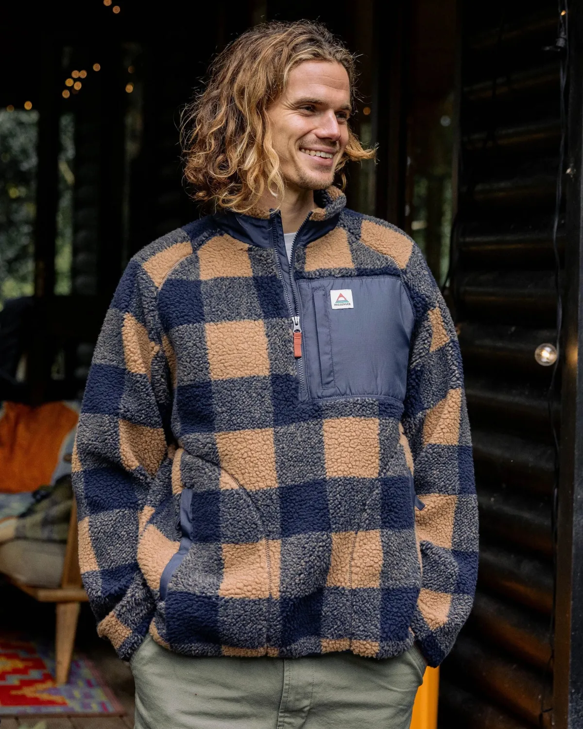 Fleece|Fleece|Passenger Offroad Recycled Sherpa Half Zip Fleece - Toffee/Rich Navy Buffalo Toffee/RichNavyBuffalo