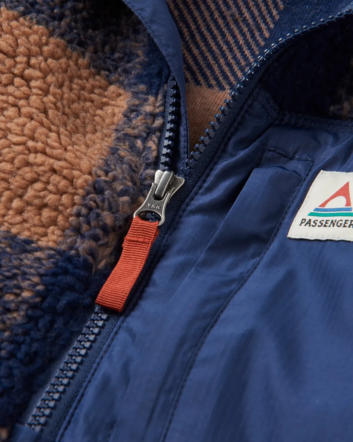 Fleece|Fleece|Passenger Offroad Recycled Sherpa Half Zip Fleece - Toffee/Rich Navy Buffalo Toffee/RichNavyBuffalo