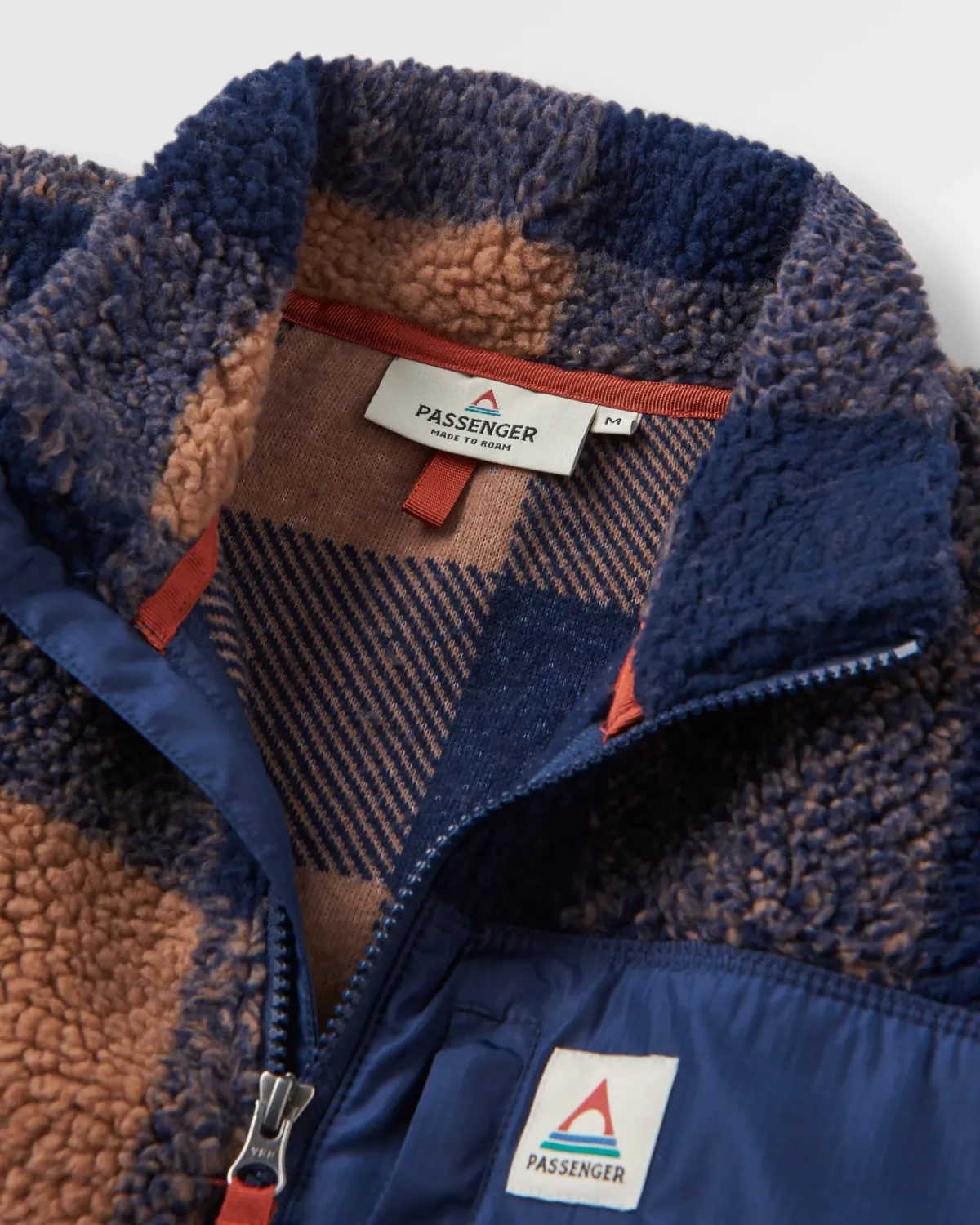Fleece|Fleece|Passenger Offroad Recycled Sherpa Half Zip Fleece - Toffee/Rich Navy Buffalo Toffee/RichNavyBuffalo