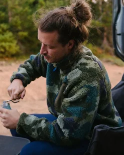 Fleece|Fleece|Passenger Offroad Recycled Sherpa Half Zip Fleece - Alpine Camo Khaki Green AlpineCamoKhakiGreen