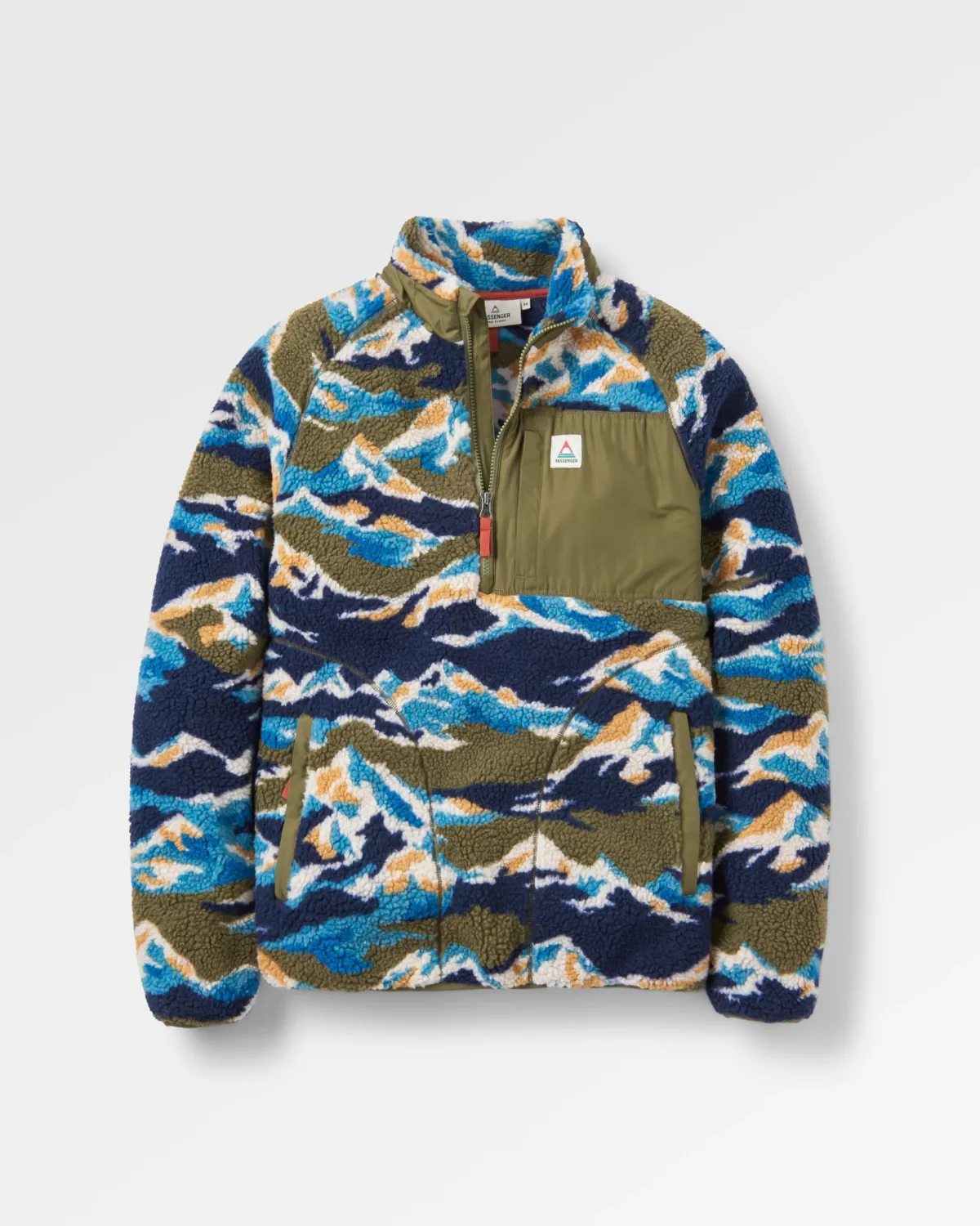 Fleece|Fleece|Passenger Offroad Recycled Sherpa Half Zip Fleece - Mount Scenic Khaki Green MountScenicKhakiGreen