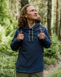 Fleece|Fleece|Passenger Point Recycled Grid Polar Fleece Hoodie - Dark Denim DarkDenim