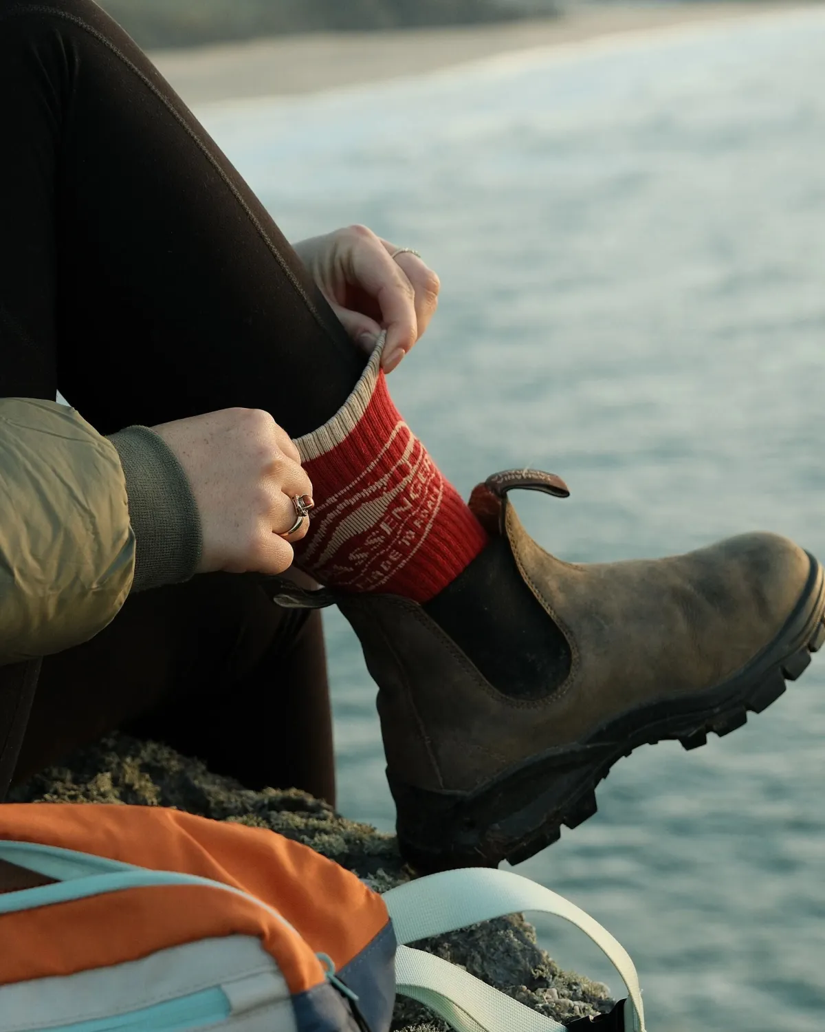 Socks|Passenger Rambler Organic Mid-weight Crew Socks - Red Ochre RedOchre