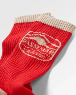 Socks|Passenger Rambler Organic Mid-weight Crew Socks - Red Ochre RedOchre