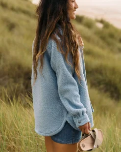 Fleece|Fleece|Passenger Rappel Recycled Sherpa Oversized Shirt - Faded Denim FadedDenim