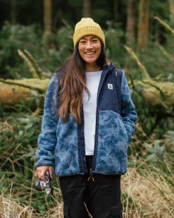 Fleece|Fleece|Passenger Sefton Recycled Deep-Pile Sherpa Full Zip Fleece - Abstract Mountain Blue Steel AbstractMountainBlueSteel