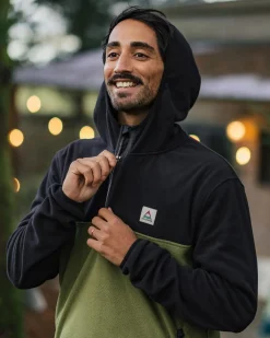 Fleece|Fleece|Passenger Set Off Recycled Polar Hooded Fleece - Black/Khaki Green Black/KhakiGreen