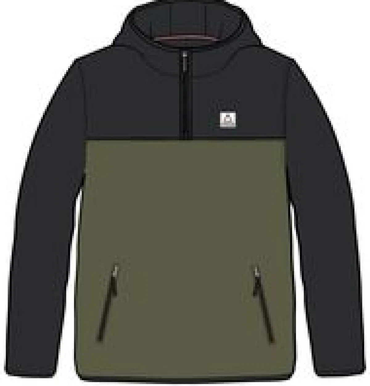 Fleece|Fleece|Passenger Set Off Recycled Polar Hooded Fleece - Black/Khaki Green Black/KhakiGreen