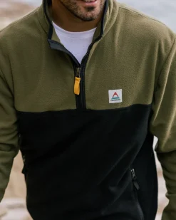 Fleece|Fleece|Passenger Set Off Recycled Polar Quarter Zip Fleece - Khaki