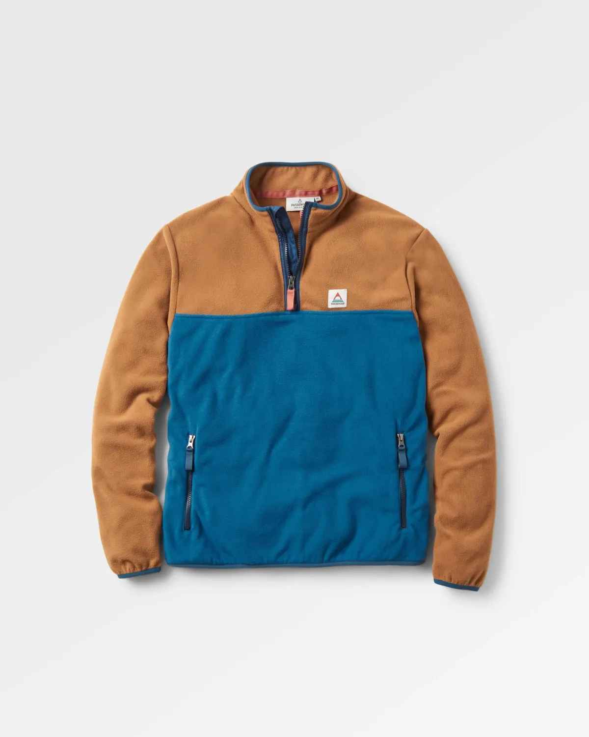Fleece|Fleece|Passenger Set Off Recycled Polar Quarter Zip Fleece - Toffee/Blue Steel Toffee/BlueSteel