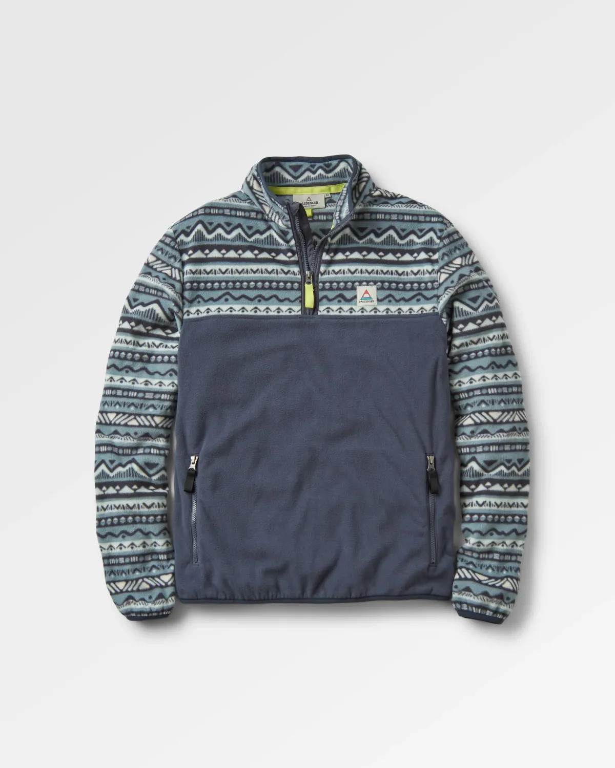 Fleece|Fleece|Passenger Set Off Recycled Polar Quarter Zip Fleece - Mountain Geo Stormy Sea MountainGeoStormySea