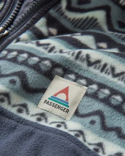 Fleece|Fleece|Passenger Set Off Recycled Polar Quarter Zip Fleece - Mountain Geo Stormy Sea MountainGeoStormySea
