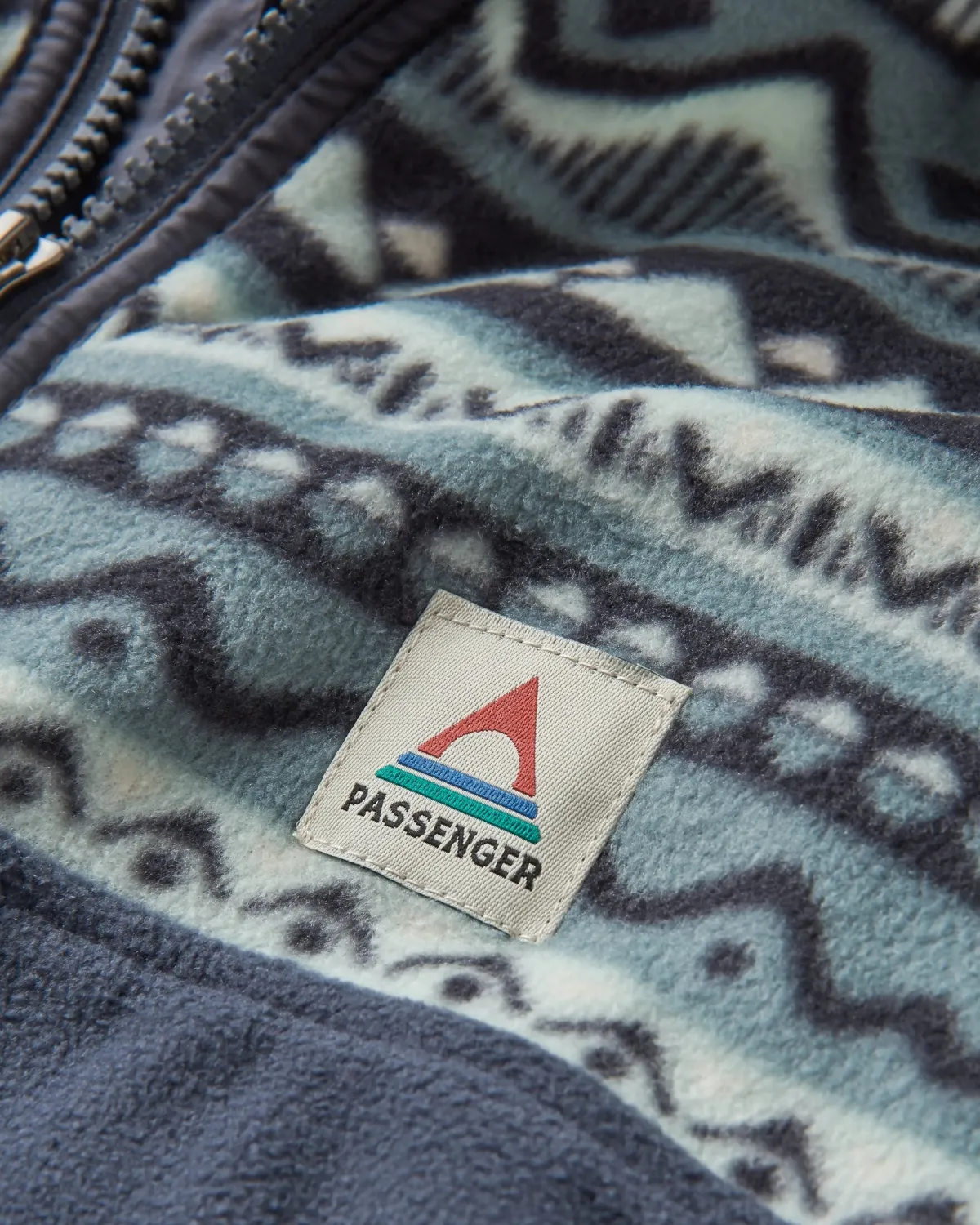 Fleece|Fleece|Passenger Set Off Recycled Polar Quarter Zip Fleece - Mountain Geo Stormy Sea MountainGeoStormySea