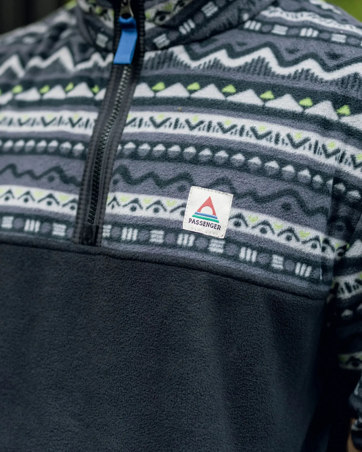Fleece|Fleece|Passenger Set Off Recycled Polar Quarter Zip Fleece - Mountain Geo Charcoal MountainGeoCharcoal