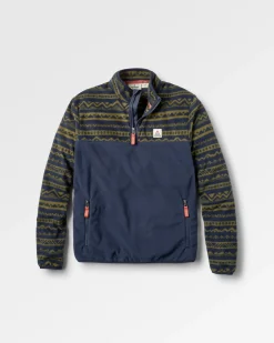 Fleece|Fleece|Passenger Set Off Recycled Polar Quarter Zip Fleece - Mountain Geo Khaki/Rich Navy MountainGeoKhaki/RichNavy