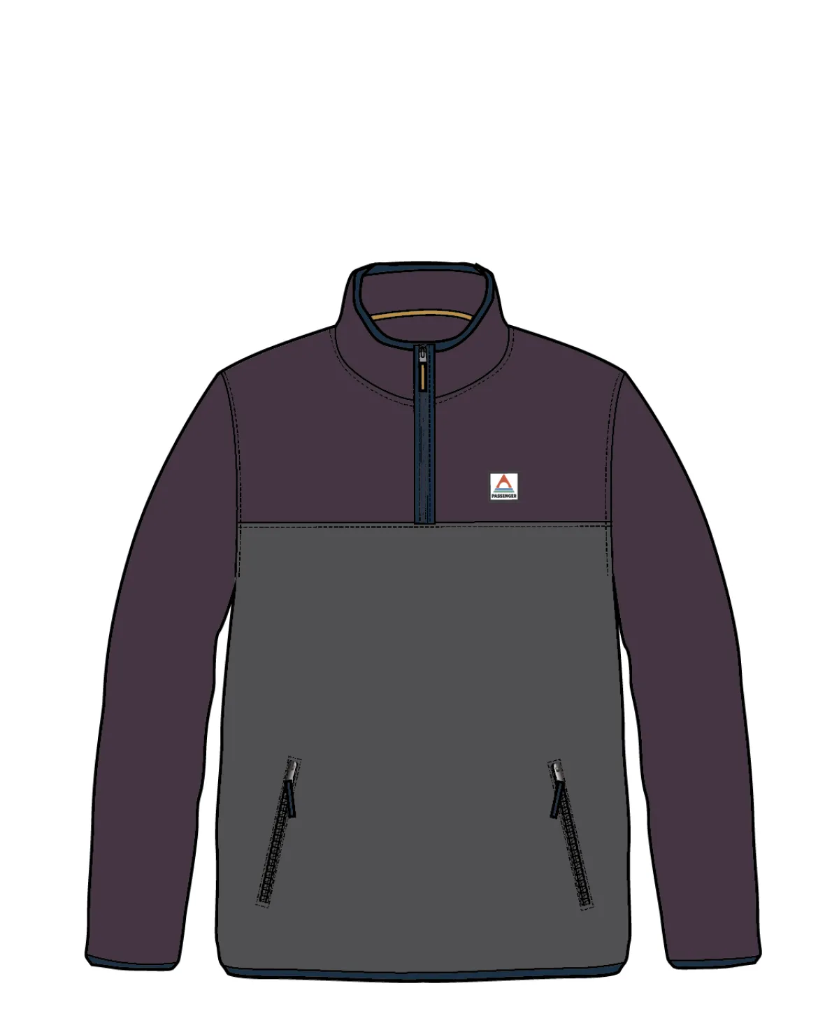 Fleece|Fleece|Passenger Set Off Recycled Polar Quarter Zip Fleece - Deep Plum/Charcoal DeepPlum/Charcoal
