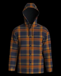 Shirts|Shirts|Passenger Sherwood Check Hooded Shirt Jacket - Rich Navy/Burnt Orange RichNavy/BurntOrange