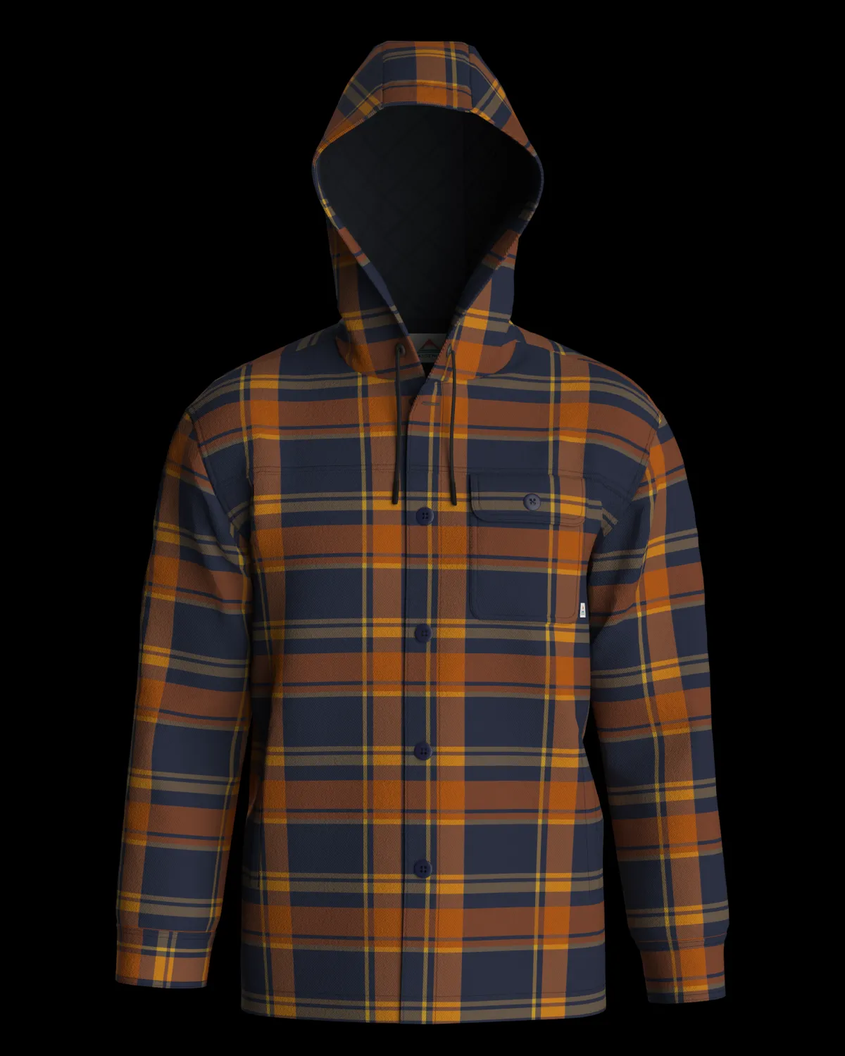 Shirts|Shirts|Passenger Sherwood Check Hooded Shirt Jacket - Rich Navy/Burnt Orange RichNavy/BurntOrange
