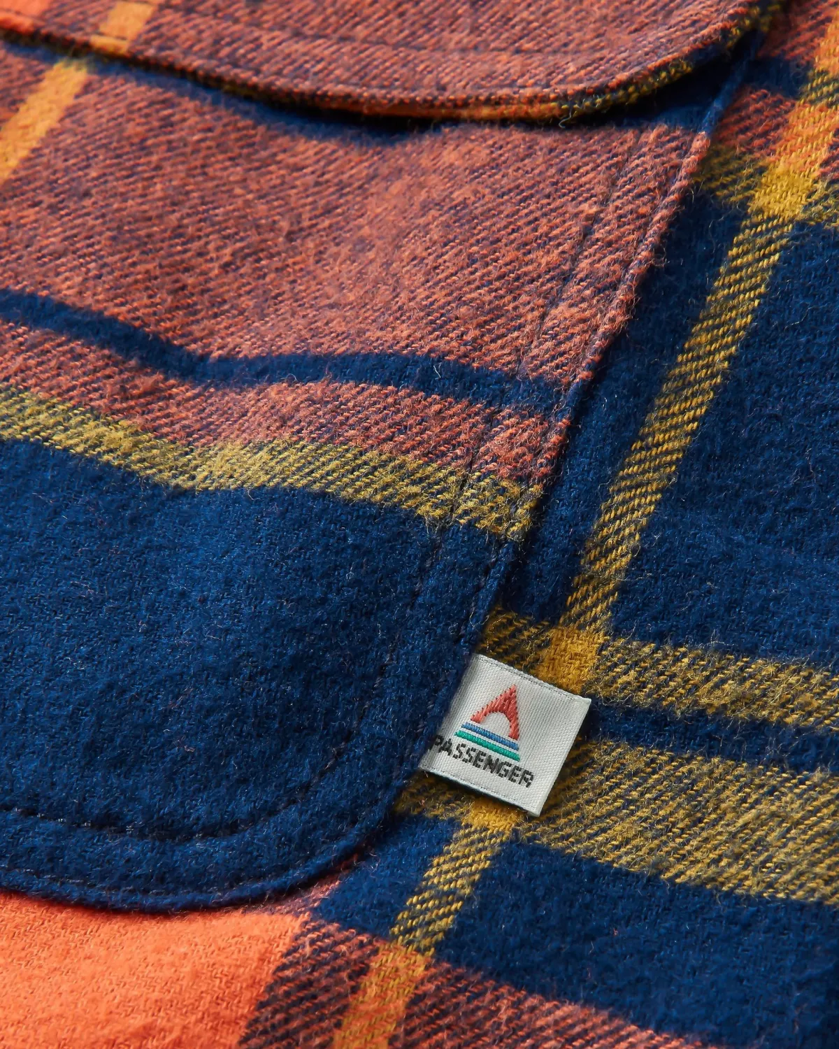 Shirts|Shirts|Passenger Sherwood Check Hooded Shirt Jacket - Rich Navy/Burnt Orange RichNavy/BurntOrange