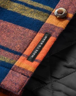 Shirts|Shirts|Passenger Sherwood Check Hooded Shirt Jacket - Rich Navy/Burnt Orange RichNavy/BurntOrange