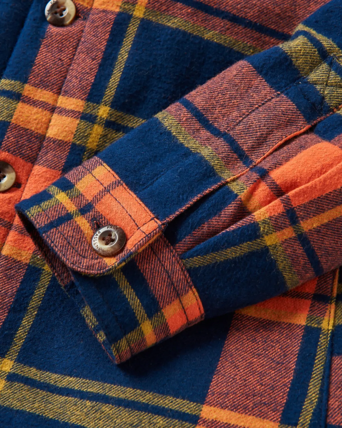 Shirts|Shirts|Passenger Sherwood Check Hooded Shirt Jacket - Rich Navy/Burnt Orange RichNavy/BurntOrange