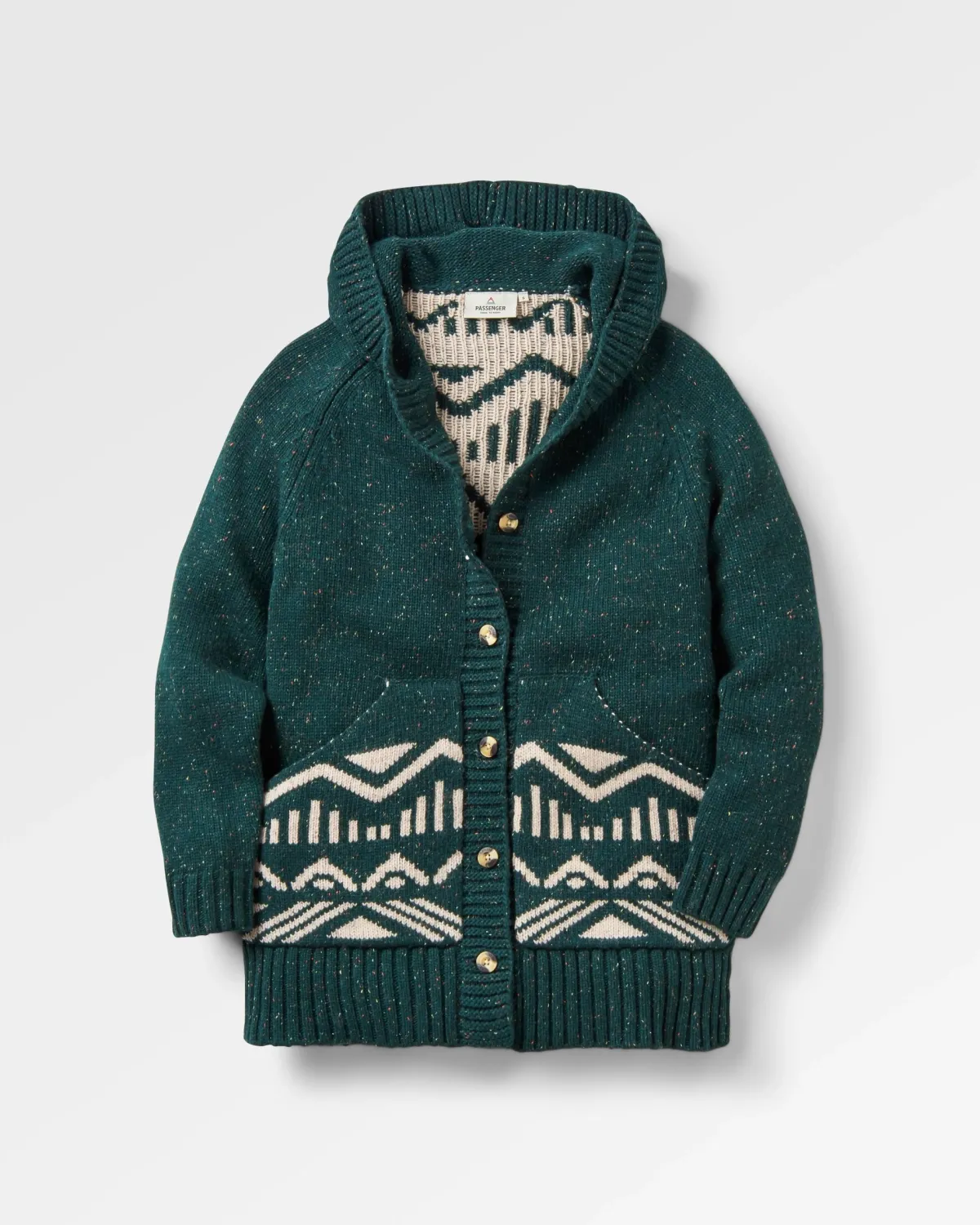 Knitwear|Sweaters|Passenger Snoozle Recycled Knitted Hooded Cardigan - Rain Forest RainForest