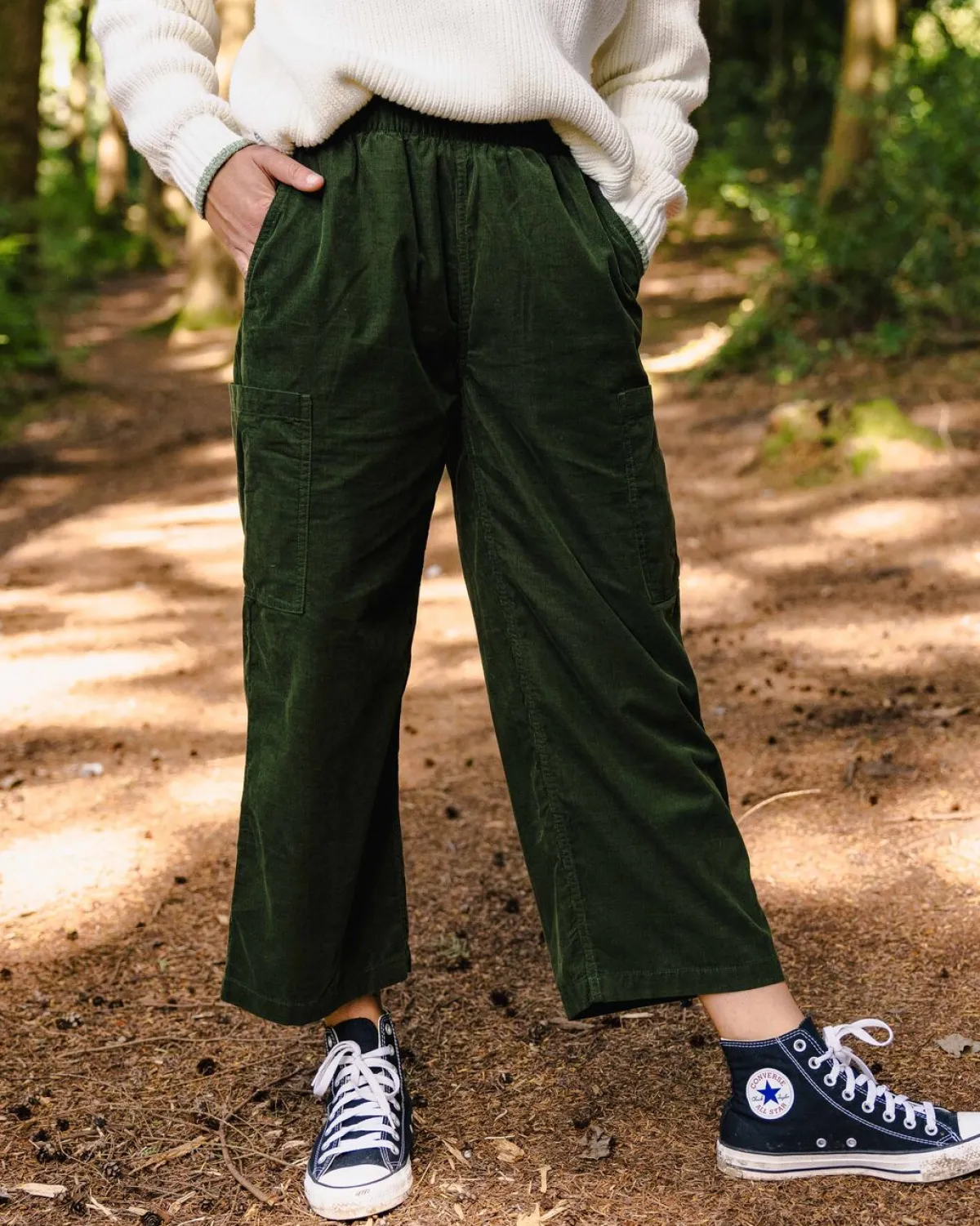 Pants|Overalls & Pants|Passenger Someday Organic Cotton Corduroy Cropped Pant - Fir Tree FirTree