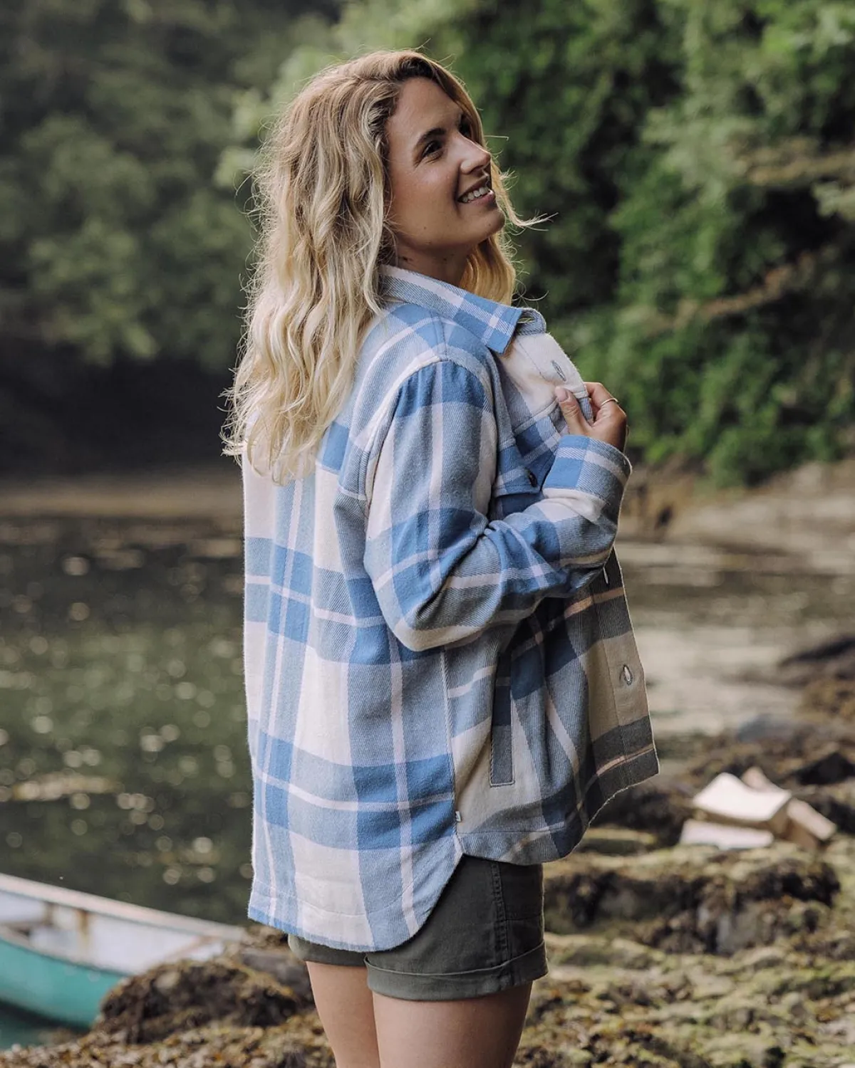 Shirts|Shirts|Passenger Stella Organic Cotton Long Sleeve Shirt - Provincial Blue Check ProvincialBlueCheck
