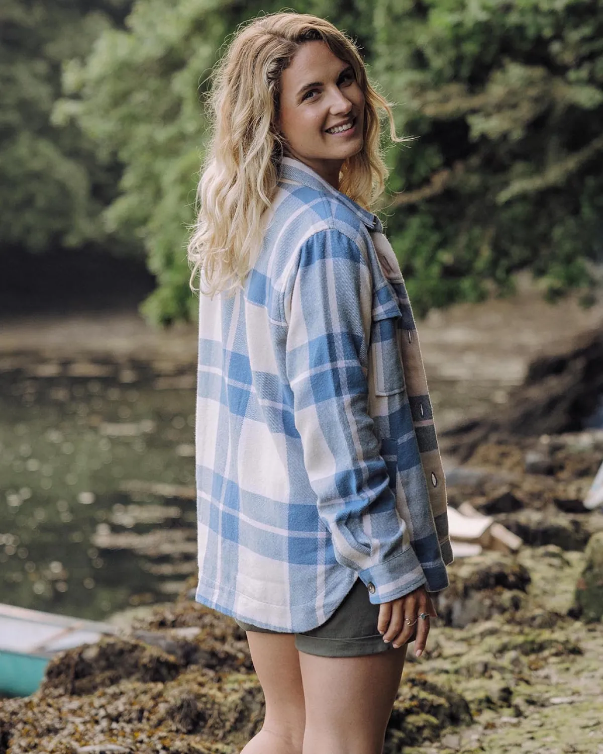 Shirts|Shirts|Passenger Stella Organic Cotton Long Sleeve Shirt - Provincial Blue Check ProvincialBlueCheck
