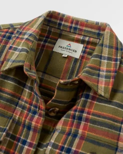 Shirts|Shirts|Passenger Stella Organic Cotton Long Sleeve Shirt - Khaki Green Check KhakiGreenCheck